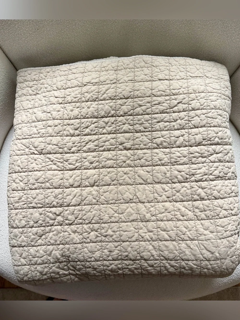 Crate & Barrel Belgian Flax Linen Full Queen Quilt Natural Color Rare Quilt Only